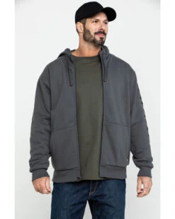 Ariat Men's Gray Rebar All-Weather Full Zip Work Hooded Sweatshirt -Clothing Sale Store 2000282109 020 P3