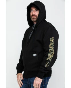 Wolverine Men's FR Logo Sleeve Zip-Up Work Hoodie -Clothing Sale Store 2000286843 001 P3