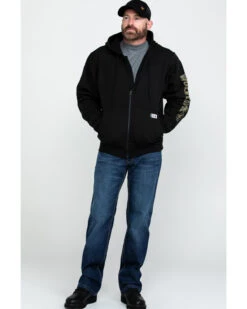 Wolverine Men's FR Logo Sleeve Zip-Up Work Hoodie -Clothing Sale Store 2000286843 001 P6