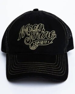 Moonshine Spirit Men's White On Black Logo Print Mesh Ball Cap -Clothing Sale Store 2000291209 001 P4