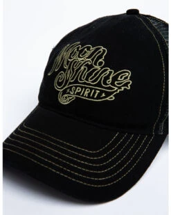 Moonshine Spirit Men's White On Black Logo Print Mesh Ball Cap -Clothing Sale Store 2000291209 001 P6