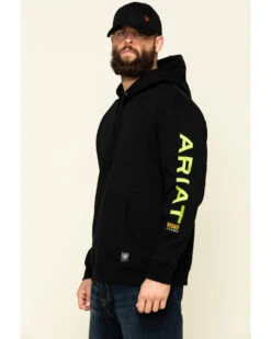 Ariat Men's Black/Lime Rebar Graphic Hooded Work Sweatshirt -Clothing Sale Store 2000322151 001 P3