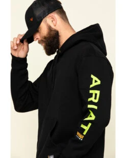 Ariat Men's Black/Lime Rebar Graphic Hooded Work Sweatshirt -Clothing Sale Store 2000322151 001 P4