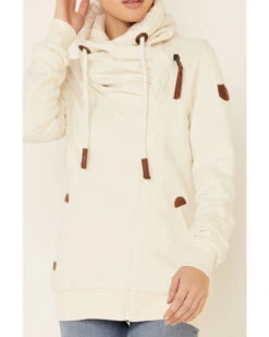 Wanakome Women's Oatmeal Hestia Asymmetrical Zip-Front Hoodie -Clothing Sale Store 2000340617 104 P3