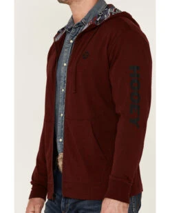 Hooey Men's Maroon Light Weight Logo Zip Hooded Jacket -Clothing Sale Store 2000342376 640 P3