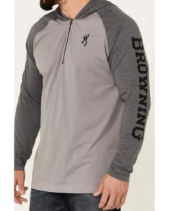 Browning Men's Gull Black Lucas 1/2 Zip Hooded Pullover -Clothing Sale Store 2000344225 001 P3