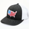 Oil Field Hats Men's Black & White American Flag US Patch Mesh-Back Ball Cap