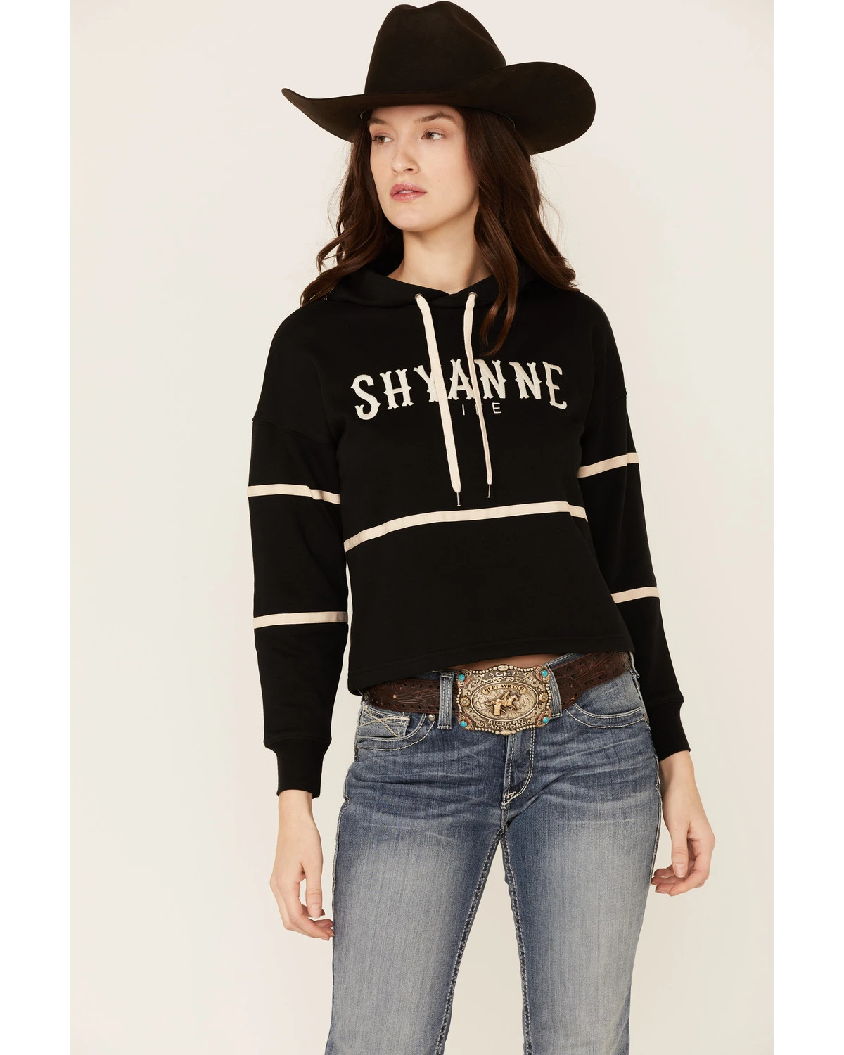 Shyanne Life Women's Cropped Embroidered Hoodie - Black 1 Shyanne Life Women's Cropped Embroidered Hoodie - Black