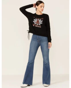 Shyanne Women's Namaste Yall Side Lacing Long Sleeve Graphic Sweatshirt -Clothing Sale Store 2000351336 001 P4