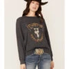 Paramount Network's Yellowstone Women's Charcoal Mineral Wash Steerhead Graphic Raglan Sweatshirt