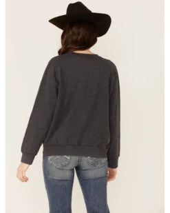 Paramount Network's Yellowstone Women's Charcoal Mineral Wash Steerhead Graphic Raglan Sweatshirt -Clothing Sale Store 2000356682 022 P3