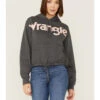 Wrangler Women's Charcoal Rose Logo Cropped Hoodie