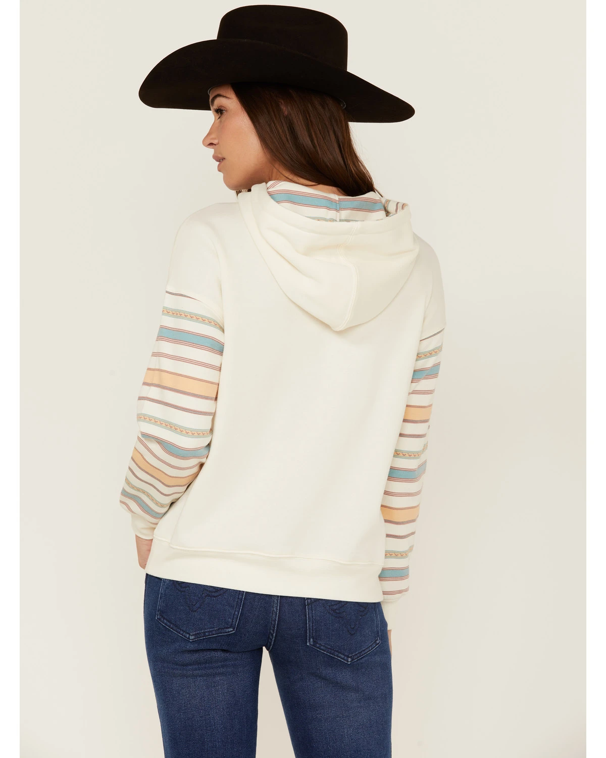 RANK 45 Women's Contrast Serape Sleeve Pullover Hoodie 4 RANK 45 Women's Contrast Serape Sleeve Pullover Hoodie - Image 4