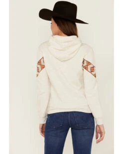 RANK 45 Women's Logo Southwestern Print Sleeve Trim Pullover Hooded Sweatshirt -Clothing Sale Store 2000358415 104 P4