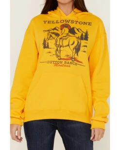Paramount Network's Yellowstone Women's Yellowstone Lone Cowboy Mustard Graphic Hoodie -Clothing Sale Store 2000365391 702 P3
