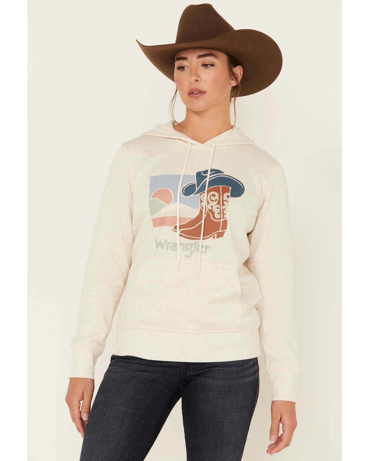 Wrangler Retro Women's Boots Logo Graphic Hoodie 1 Wrangler Retro Women's Boots Logo Graphic Hoodie