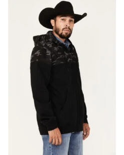 Moonshine Spirit Men's Midnight Camo Color-Blocked Zip-Front Hooded Pullover