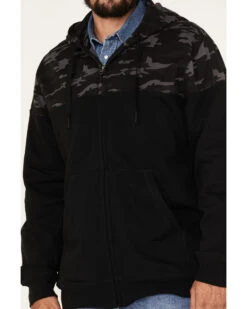 Moonshine Spirit Men's Midnight Camo Color-Blocked Zip-Front Hooded Pullover -Clothing Sale Store 2000374223 340 P3