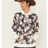 Hooey Women's Contrast Floral Print Hoodie