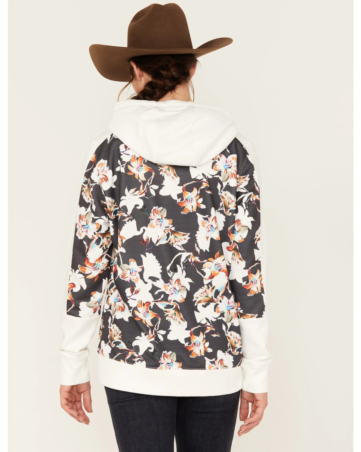 Hooey Women's Contrast Floral Print Hoodie 4 Hooey Women's Contrast Floral Print Hoodie - Image 4