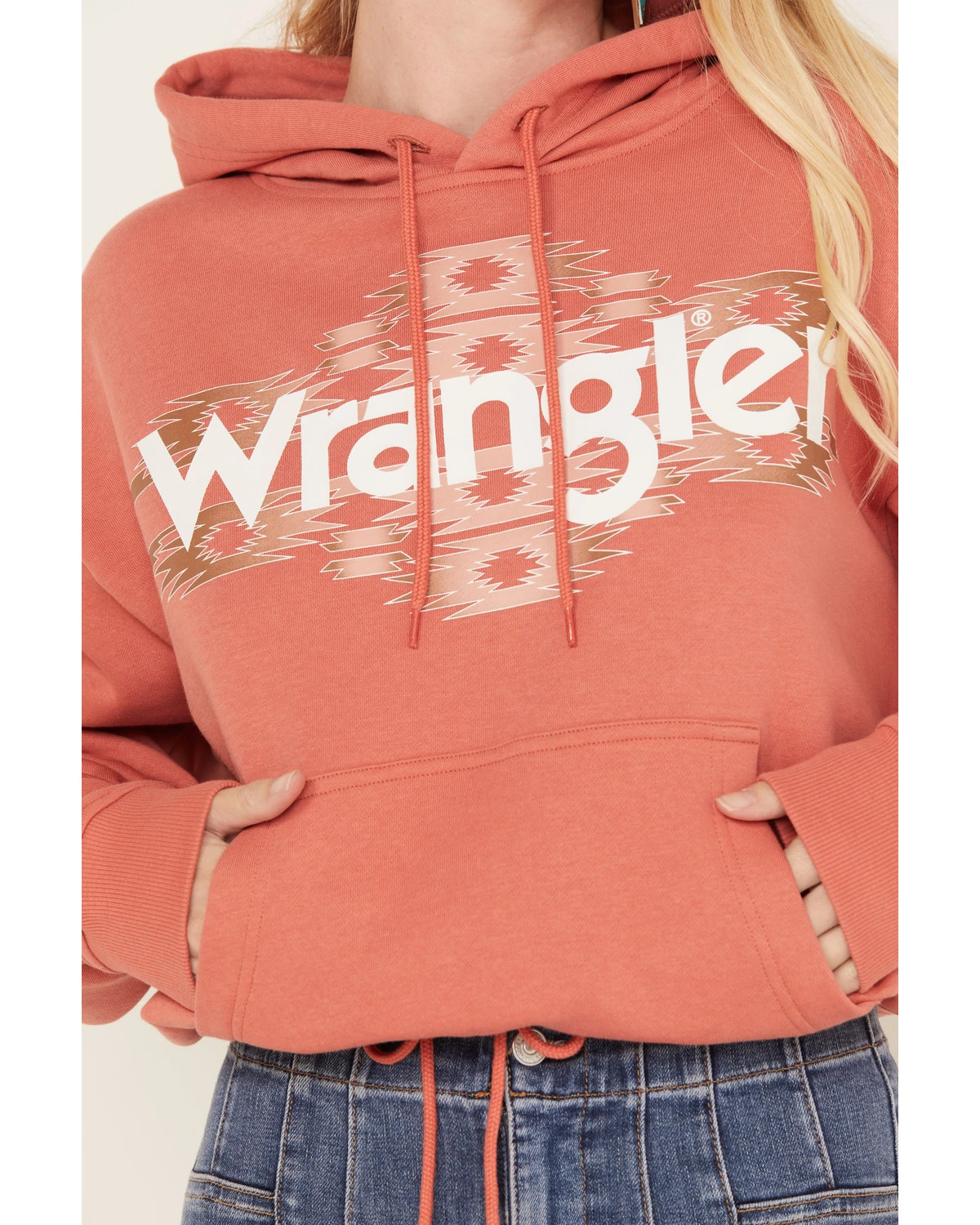 Wrangler Retro Women's Southwestern Print Logo Cropped Long Sleeve Hoodie 3 Wrangler Retro Women's Southwestern Print Logo Cropped Long Sleeve Hoodie - Image 3