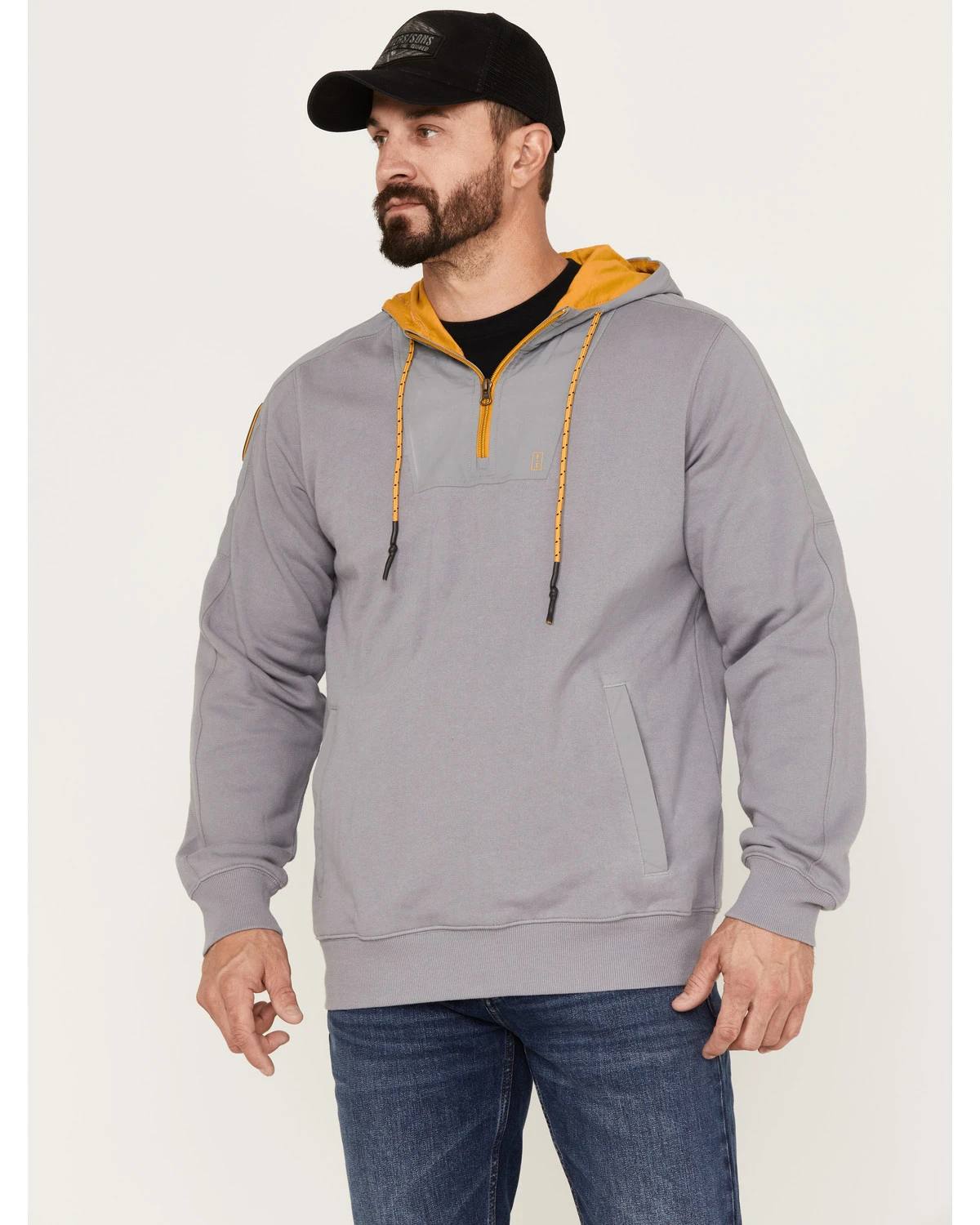 Brothers & Sons Men's French Terry Anorak 1/4 Zip Hooded Pullover 1 Brothers & Sons Men's French Terry Anorak 1/4 Zip Hooded Pullover