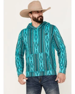 Rock & Roll Denim Men's Southwestern Print Hooded Sweatshirt